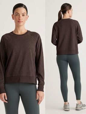 Quince Heather Deep Orc Flowknit Pullover Crew Sweatshirt Size Large